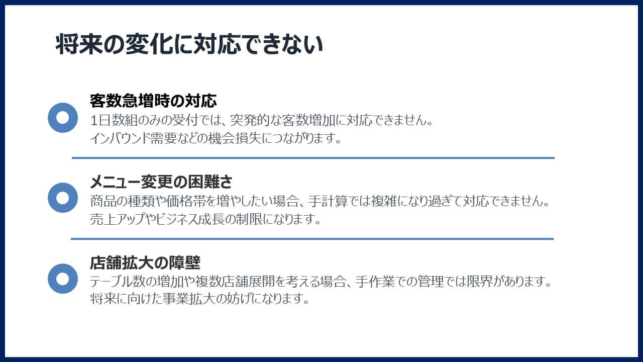 将来の変化に対応できない